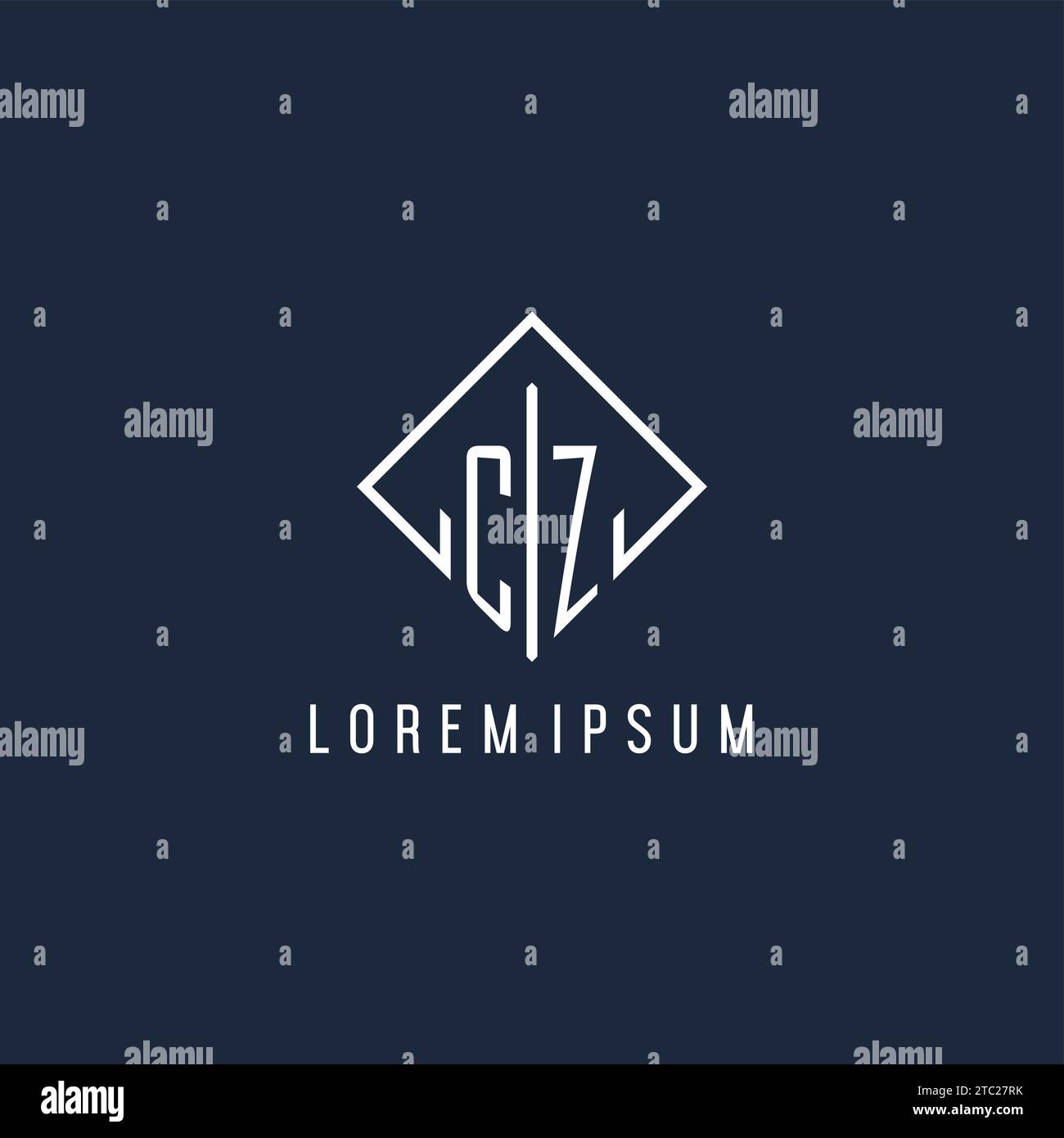 CZ initial logo with luxury rectangle style design vector graphic Stock Vector
