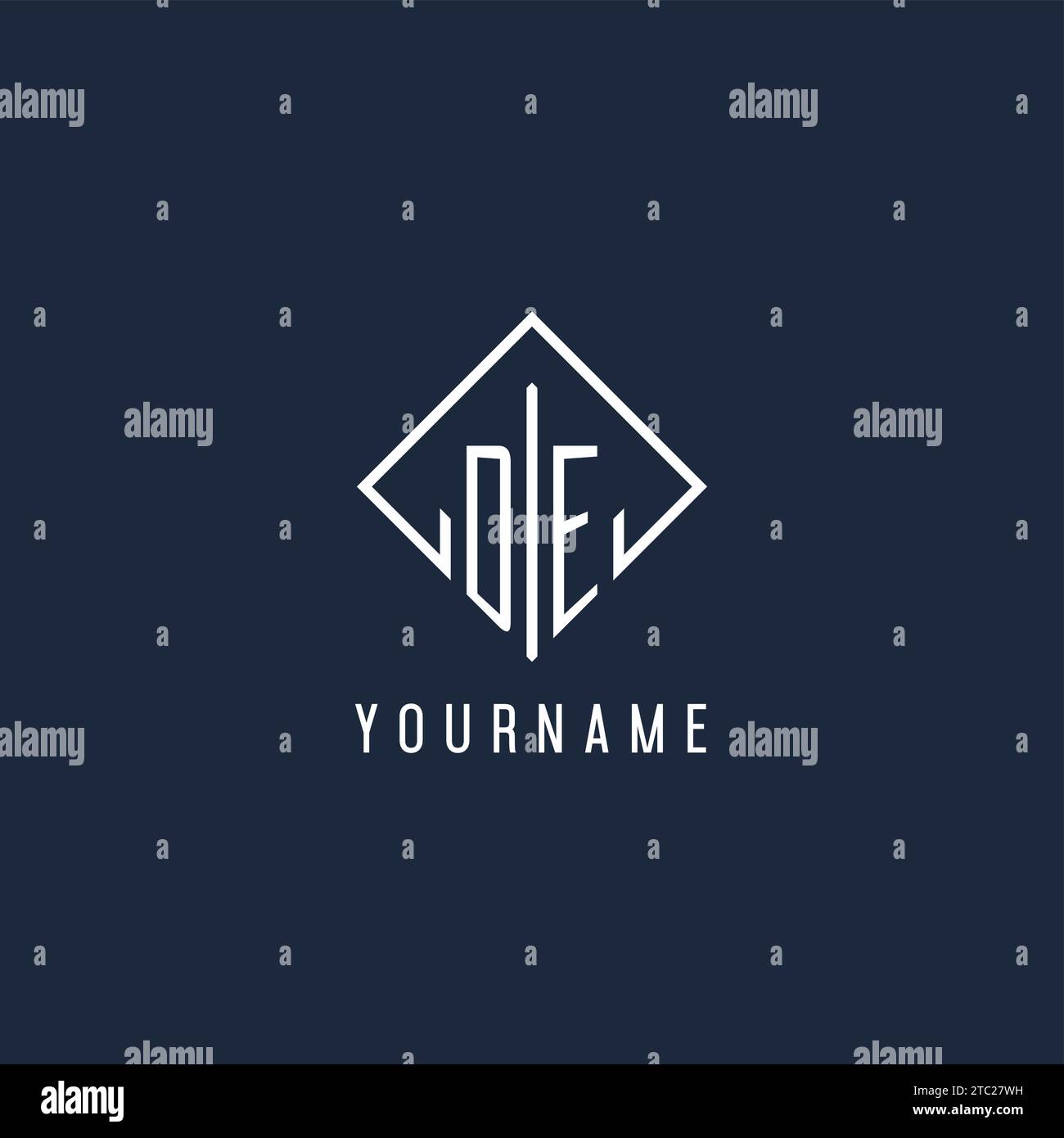 DE initial logo with luxury rectangle style design vector graphic Stock Vector