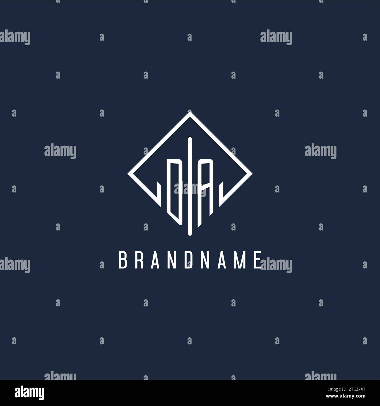 DA initial logo with luxury rectangle style design vector graphic Stock Vector