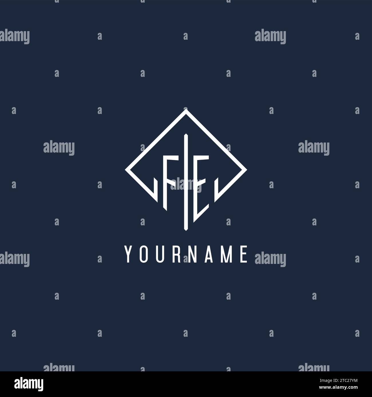 FE initial logo with luxury rectangle style design vector graphic Stock Vector