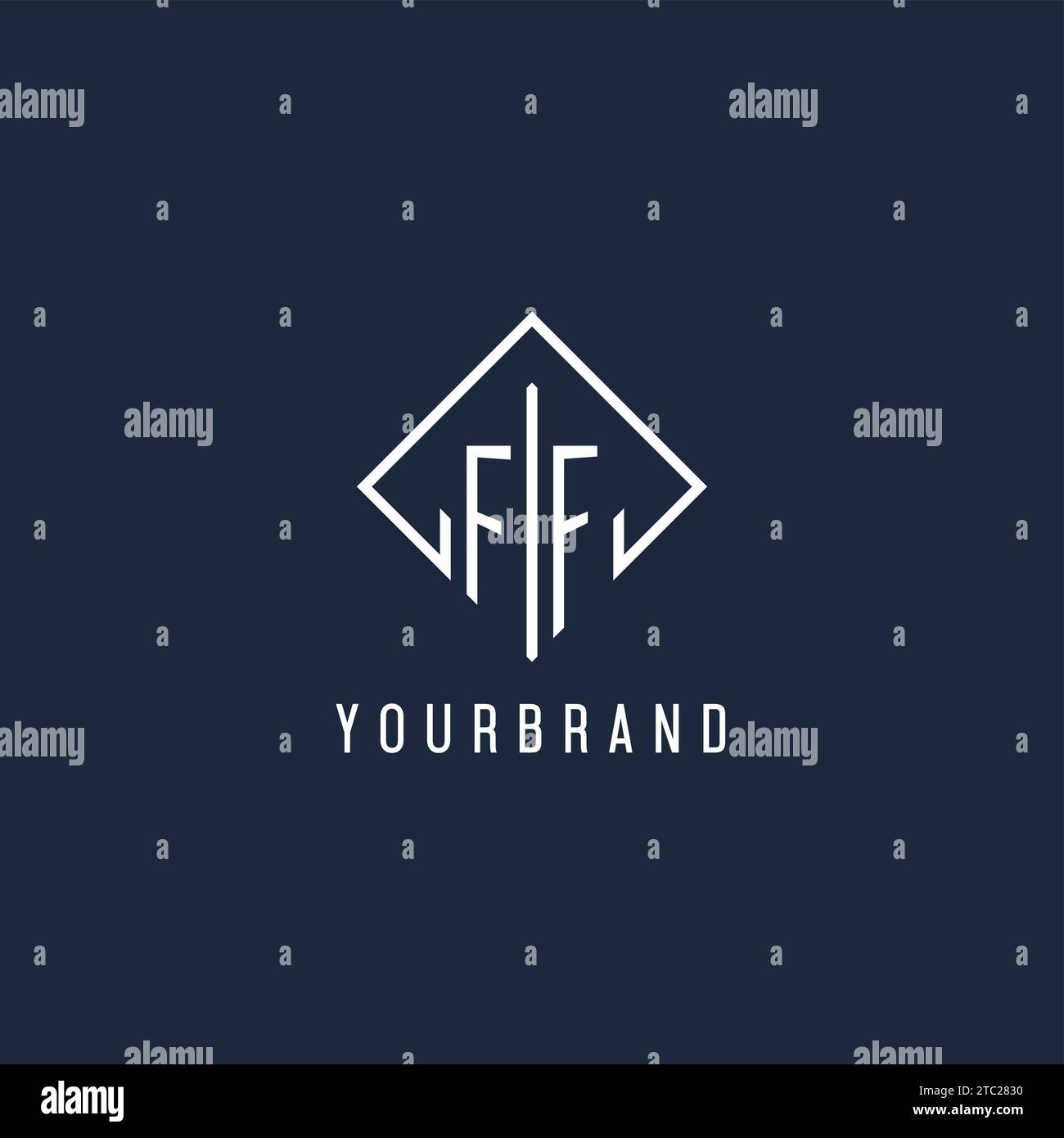 FF initial logo with luxury rectangle style design vector graphic Stock Vector