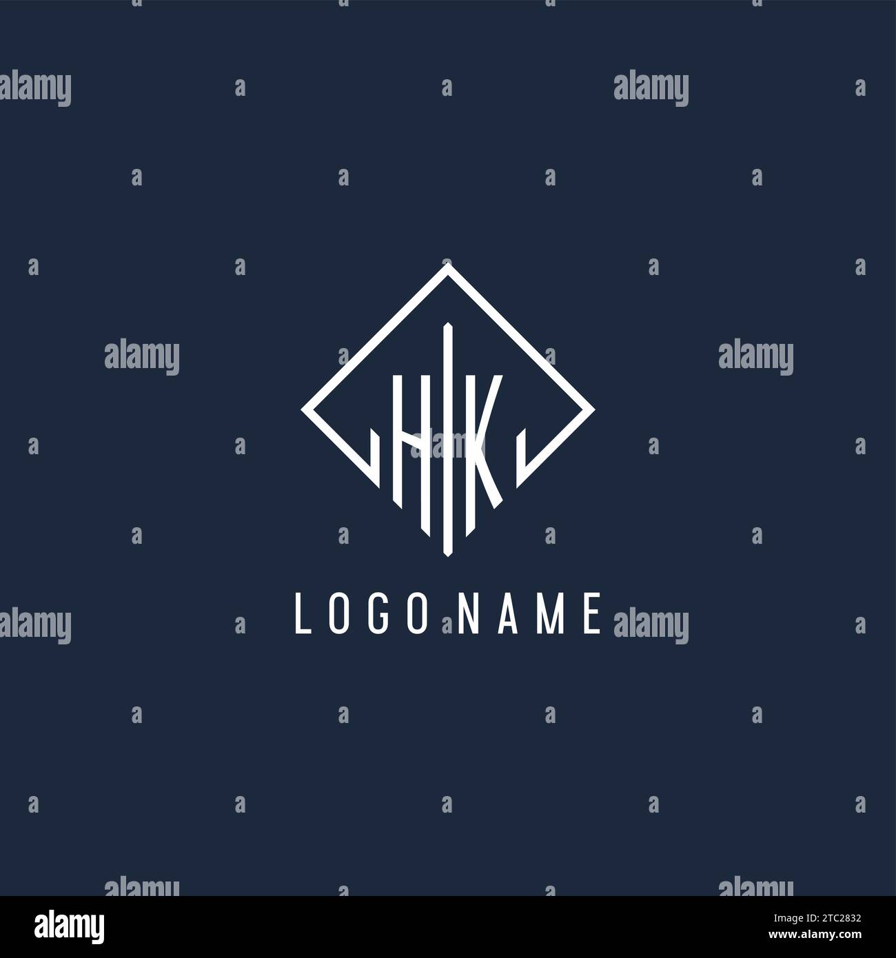 HK initial logo with luxury rectangle style design vector graphic Stock Vector