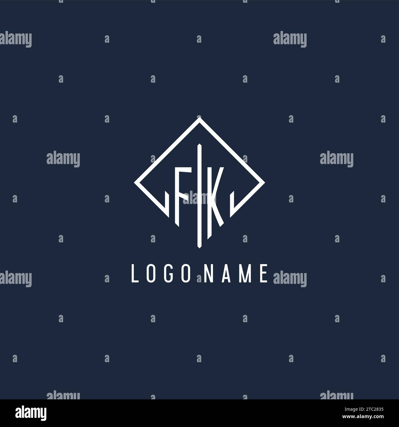 FK initial logo with luxury rectangle style design vector graphic Stock Vector