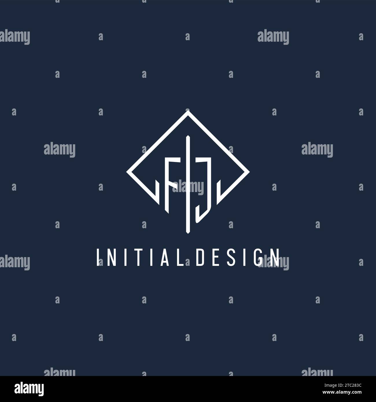 FJ initial logo with luxury rectangle style design vector graphic Stock Vector