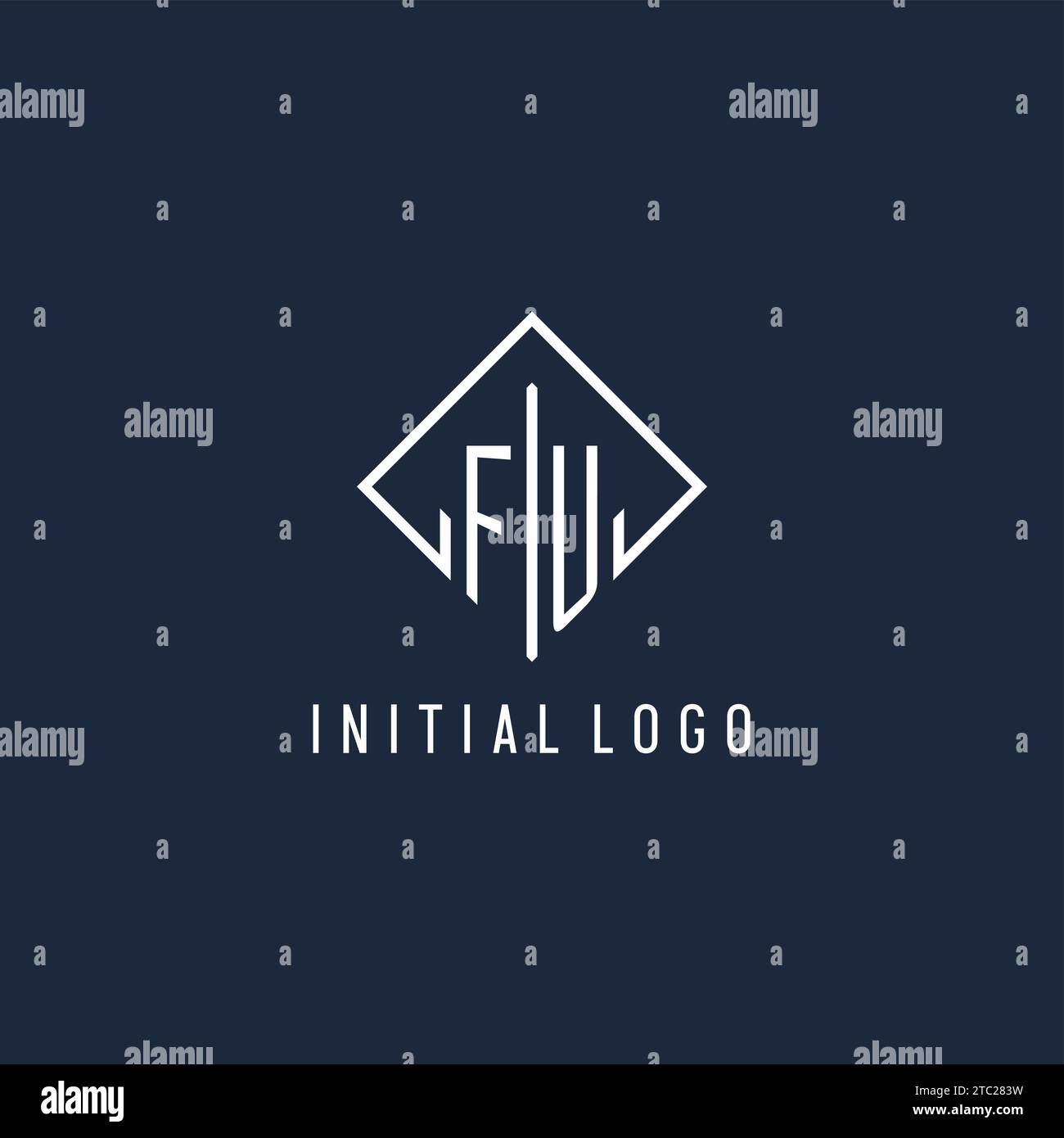 FU initial logo with luxury rectangle style design vector graphic Stock ...