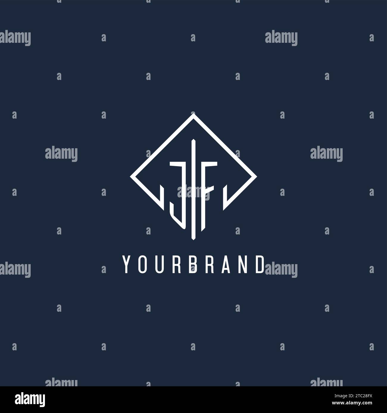 JF initial logo with luxury rectangle style design vector graphic Stock Vector
