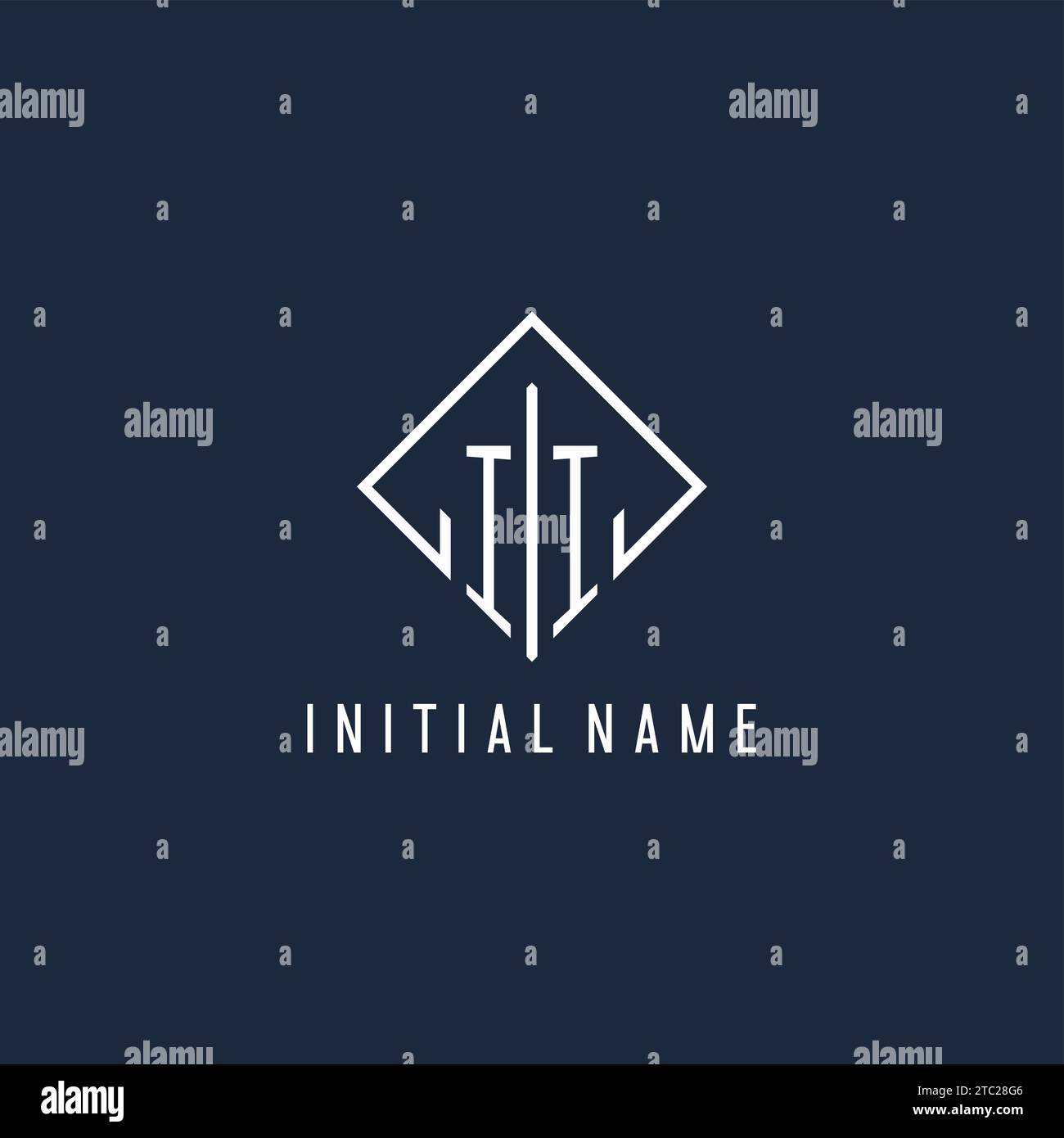 II initial logo with luxury rectangle style design vector graphic Stock Vector