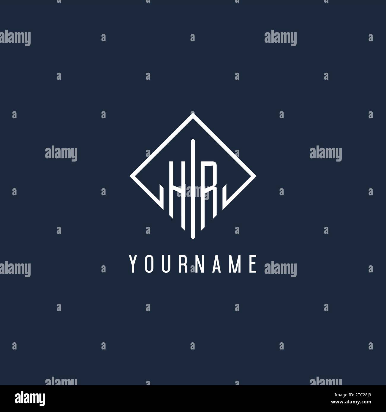 HR initial logo with luxury rectangle style design vector graphic Stock Vector