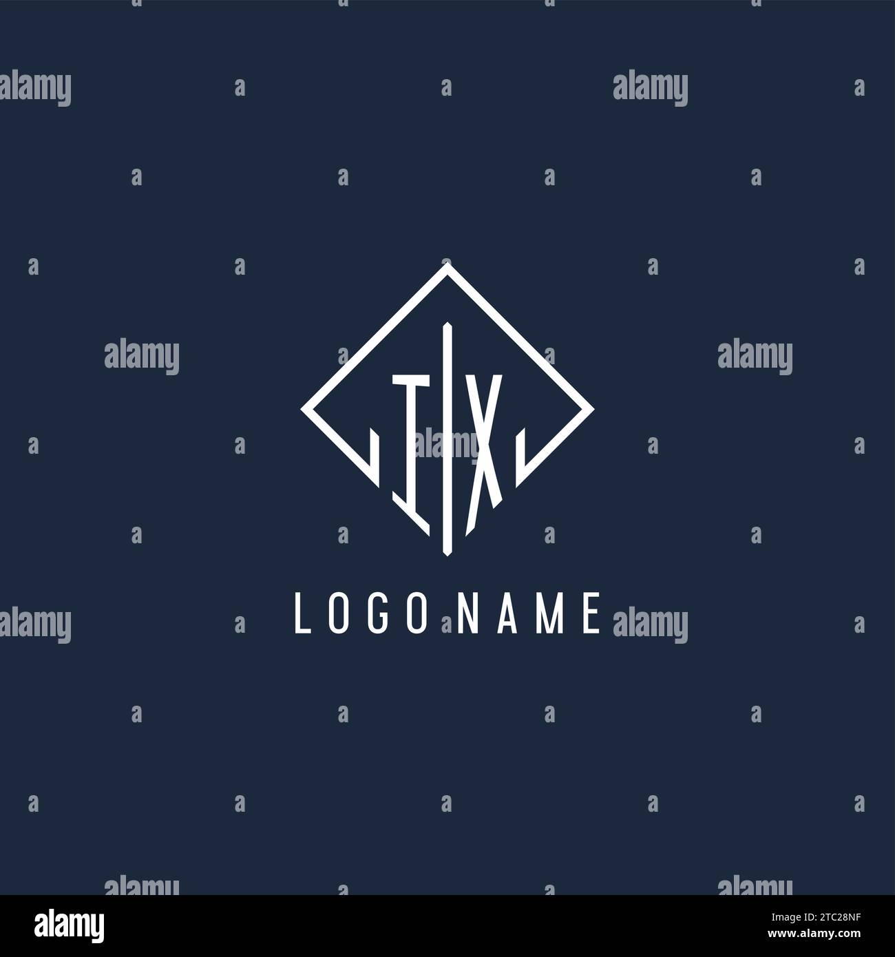 IX initial logo with luxury rectangle style design vector graphic Stock Vector