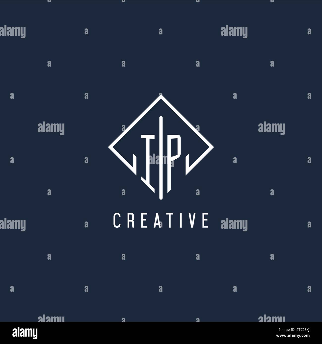 IP initial logo with luxury rectangle style design vector graphic Stock Vector