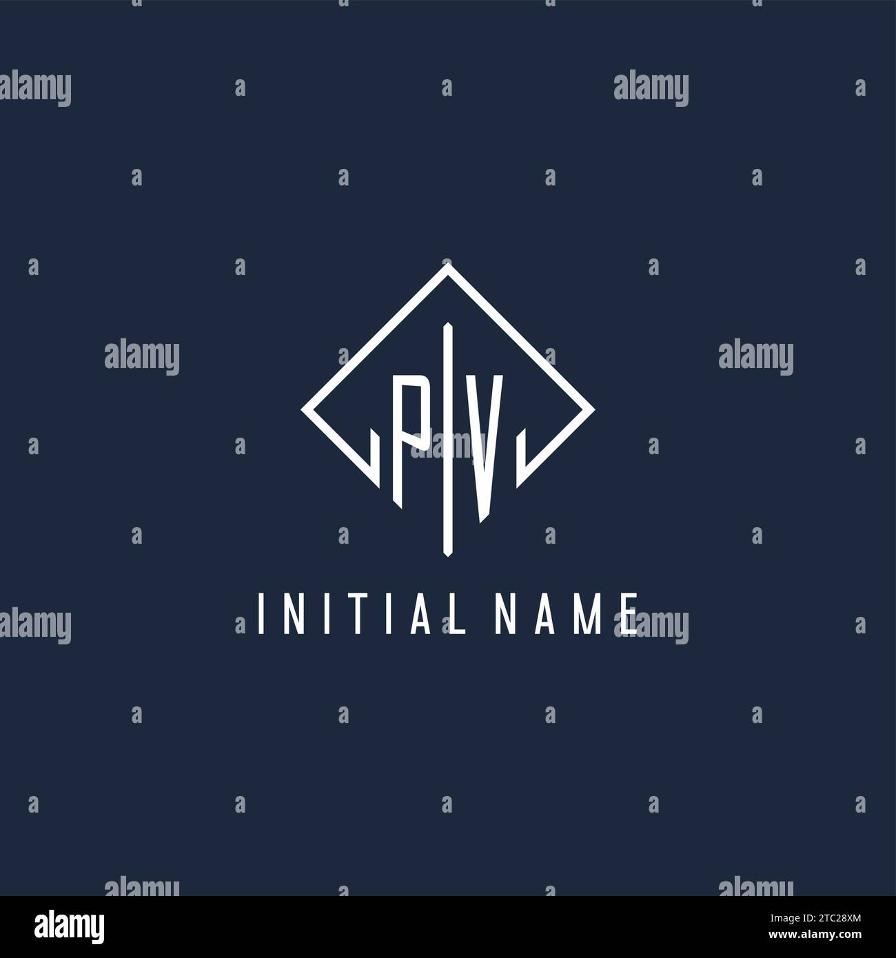 PV initial logo with luxury rectangle style design vector graphic Stock Vector