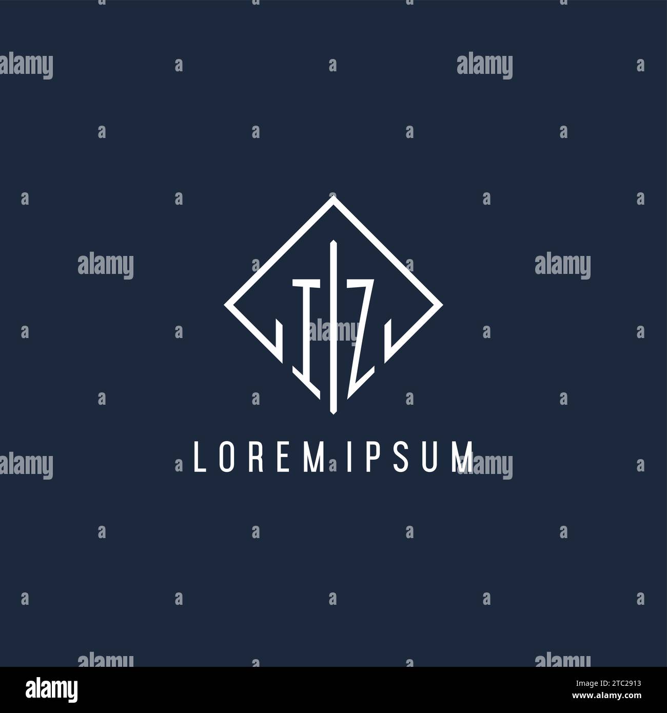 IZ initial logo with luxury rectangle style design vector graphic Stock Vector