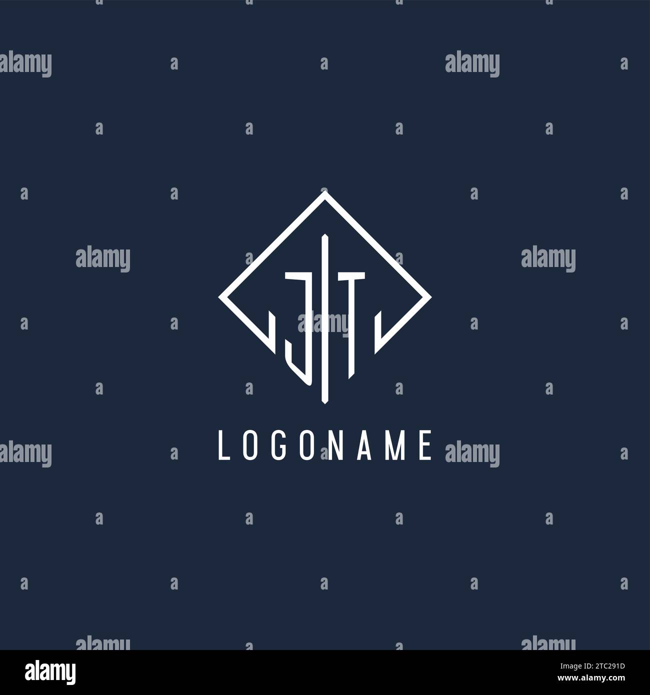 JT initial logo with luxury rectangle style design vector graphic Stock Vector