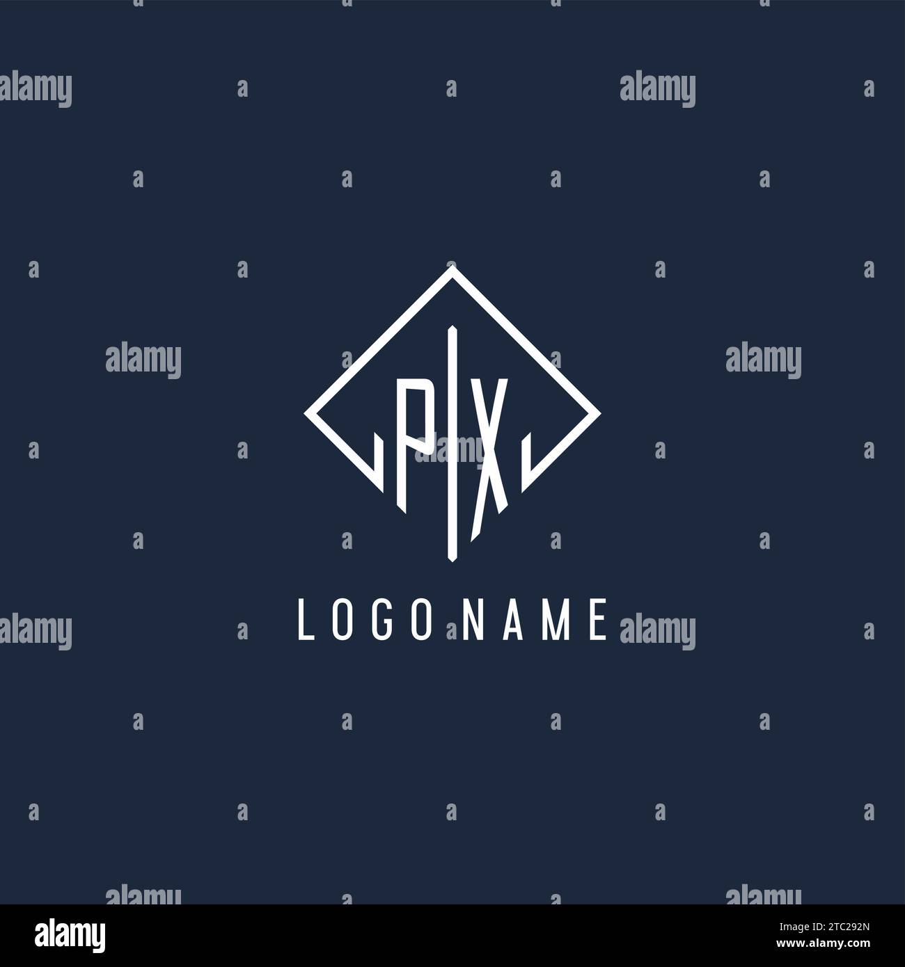 PX initial logo with luxury rectangle style design vector graphic Stock Vector
