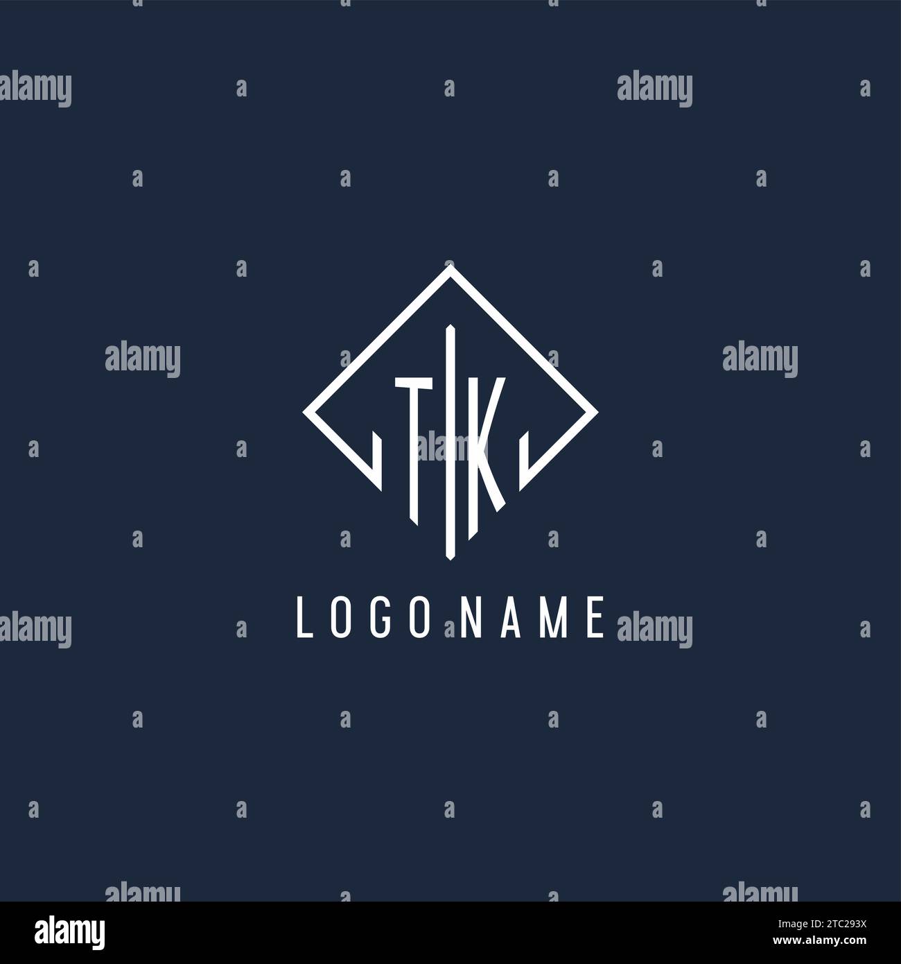 TK initial logo with luxury rectangle style design vector graphic Stock Vector