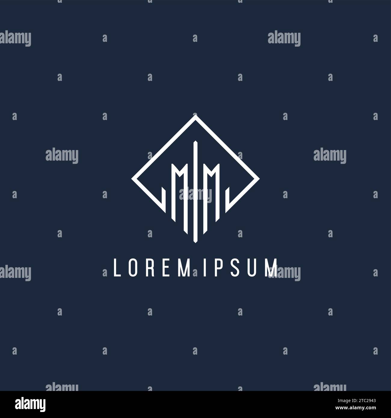MM initial logo with luxury rectangle style design vector graphic Stock Vector