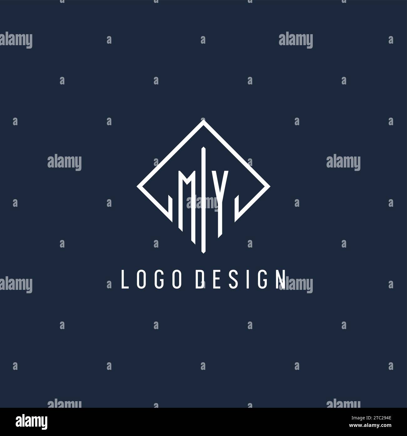 MY initial logo with luxury rectangle style design vector graphic Stock Vector