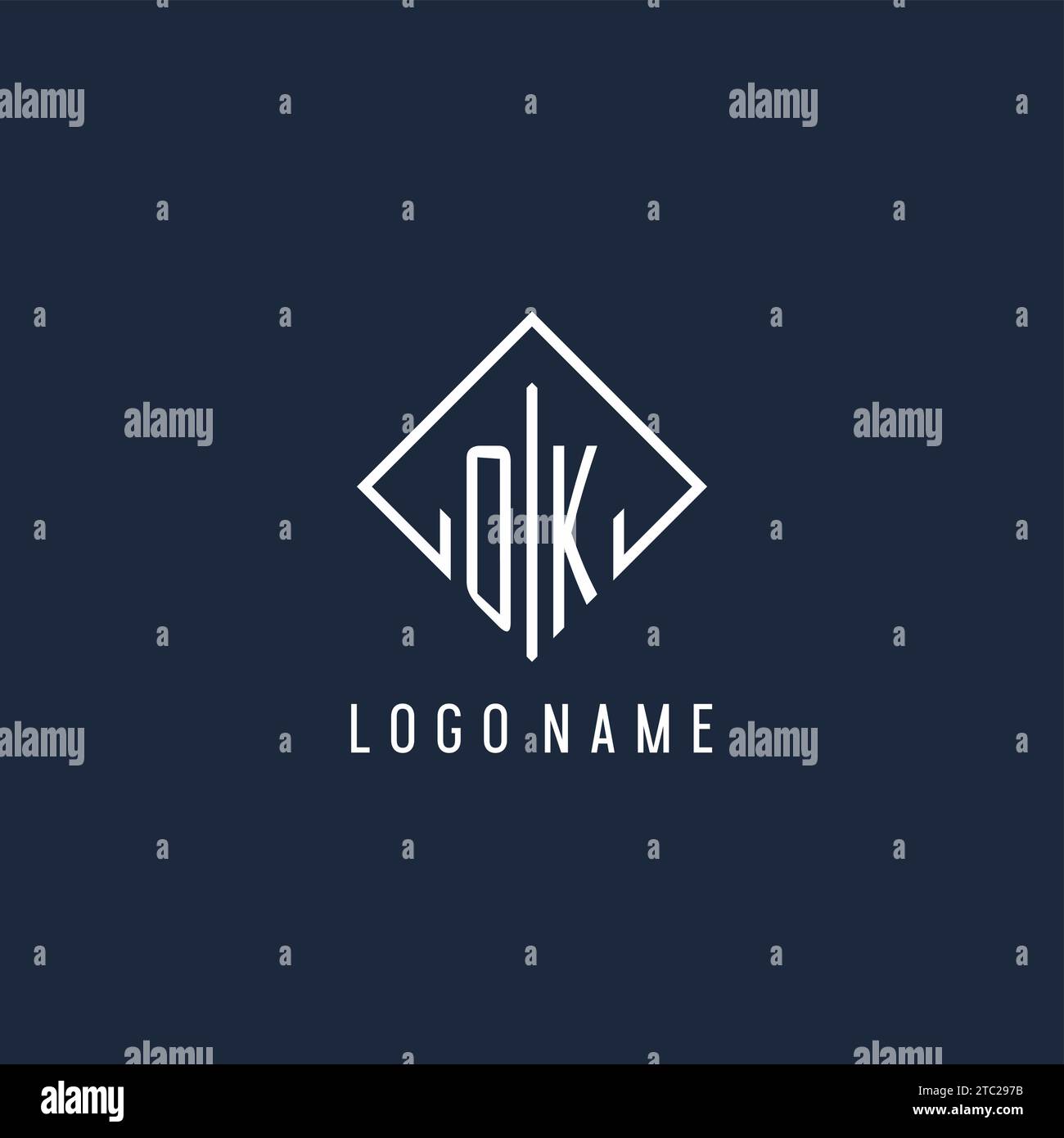 OK initial logo with luxury rectangle style design vector graphic Stock Vector
