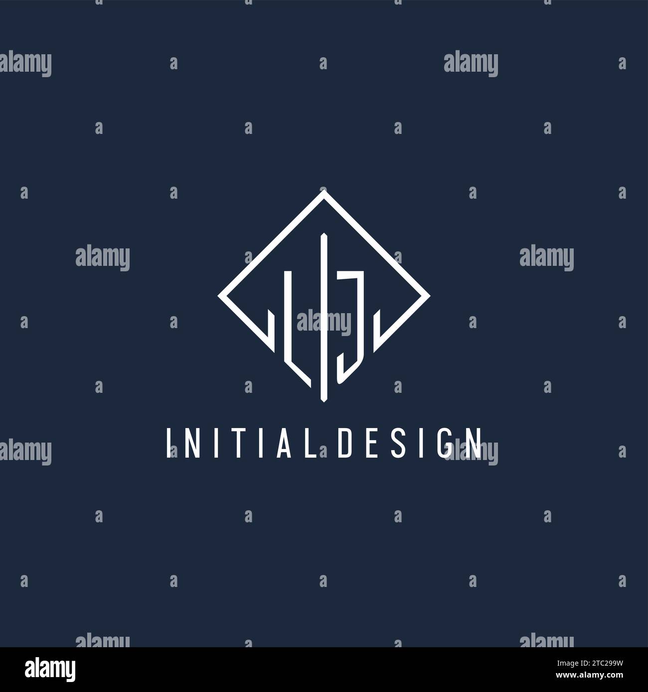 LJ initial logo with luxury rectangle style design vector graphic Stock Vector