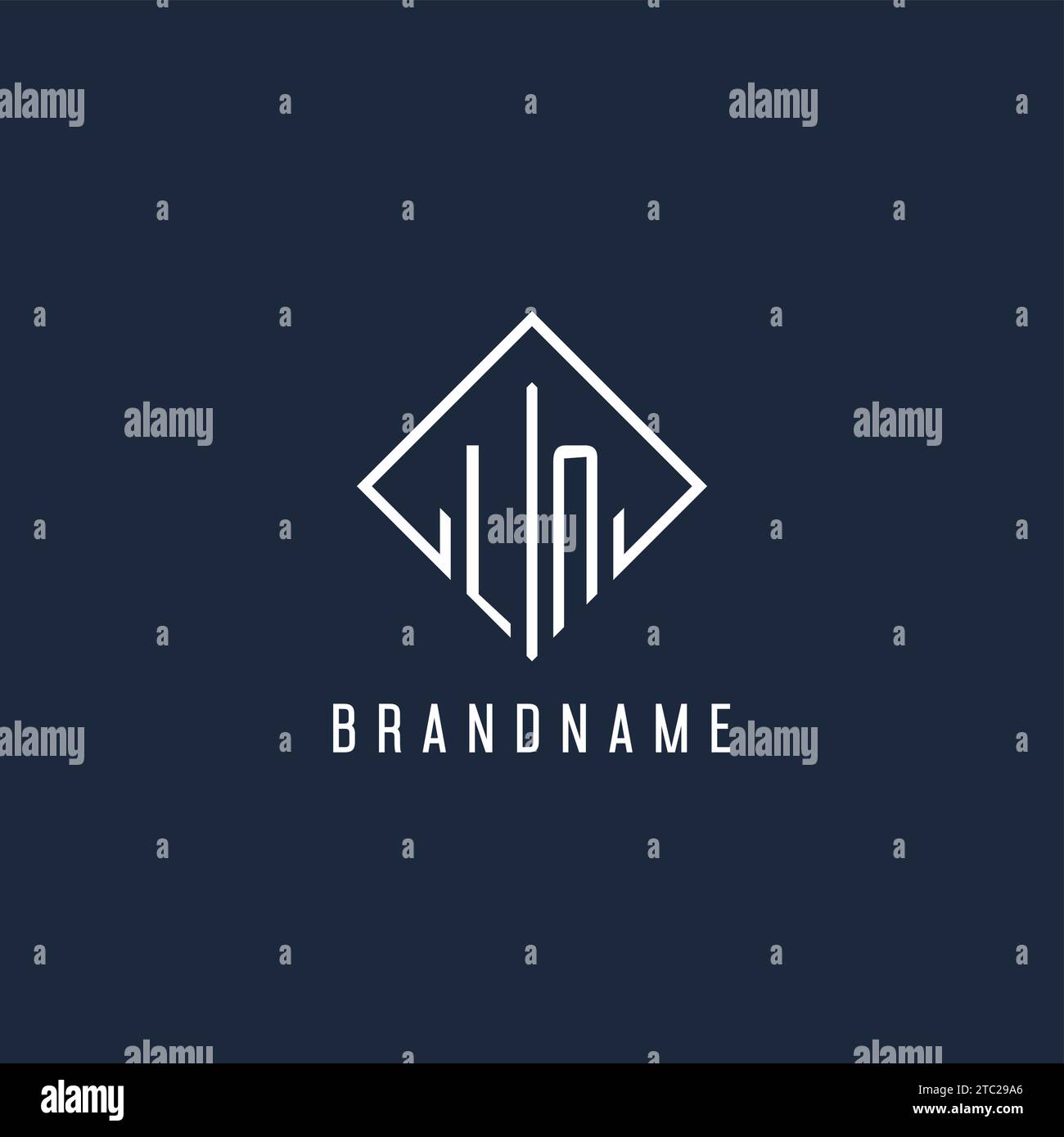 LN initial logo with luxury rectangle style design vector graphic Stock Vector