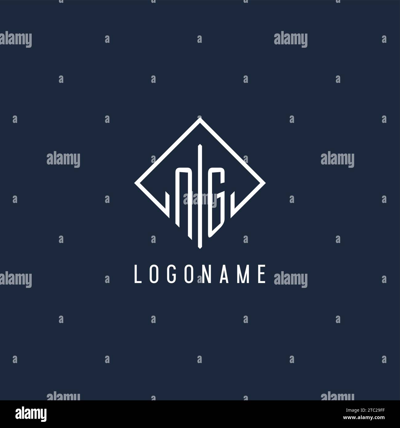 NG initial logo with luxury rectangle style design vector graphic Stock Vector