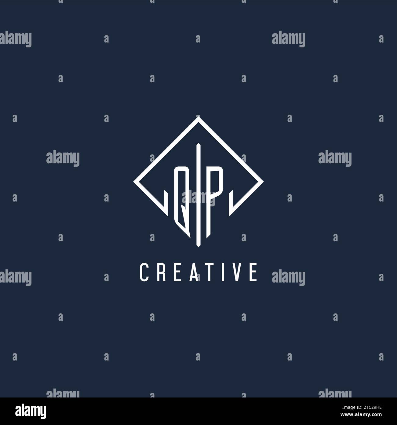 QP initial logo with luxury rectangle style design vector graphic Stock Vector