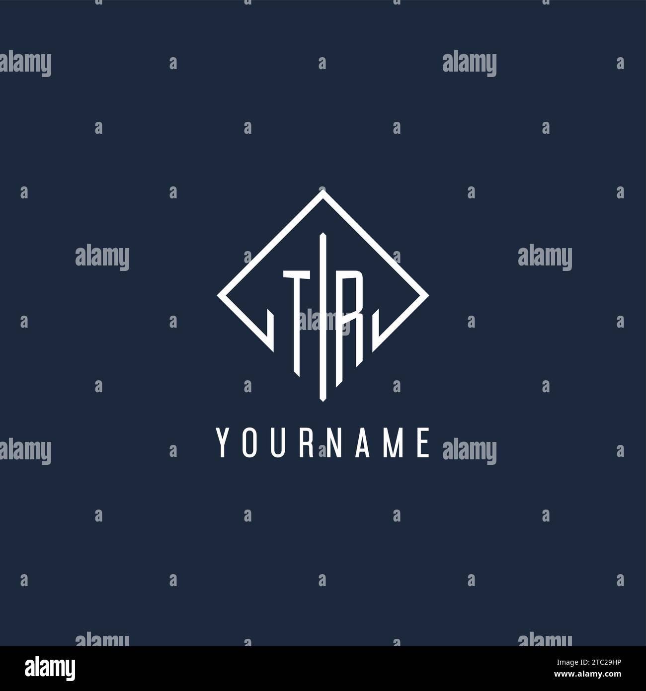 TR initial logo with luxury rectangle style design vector graphic Stock Vector