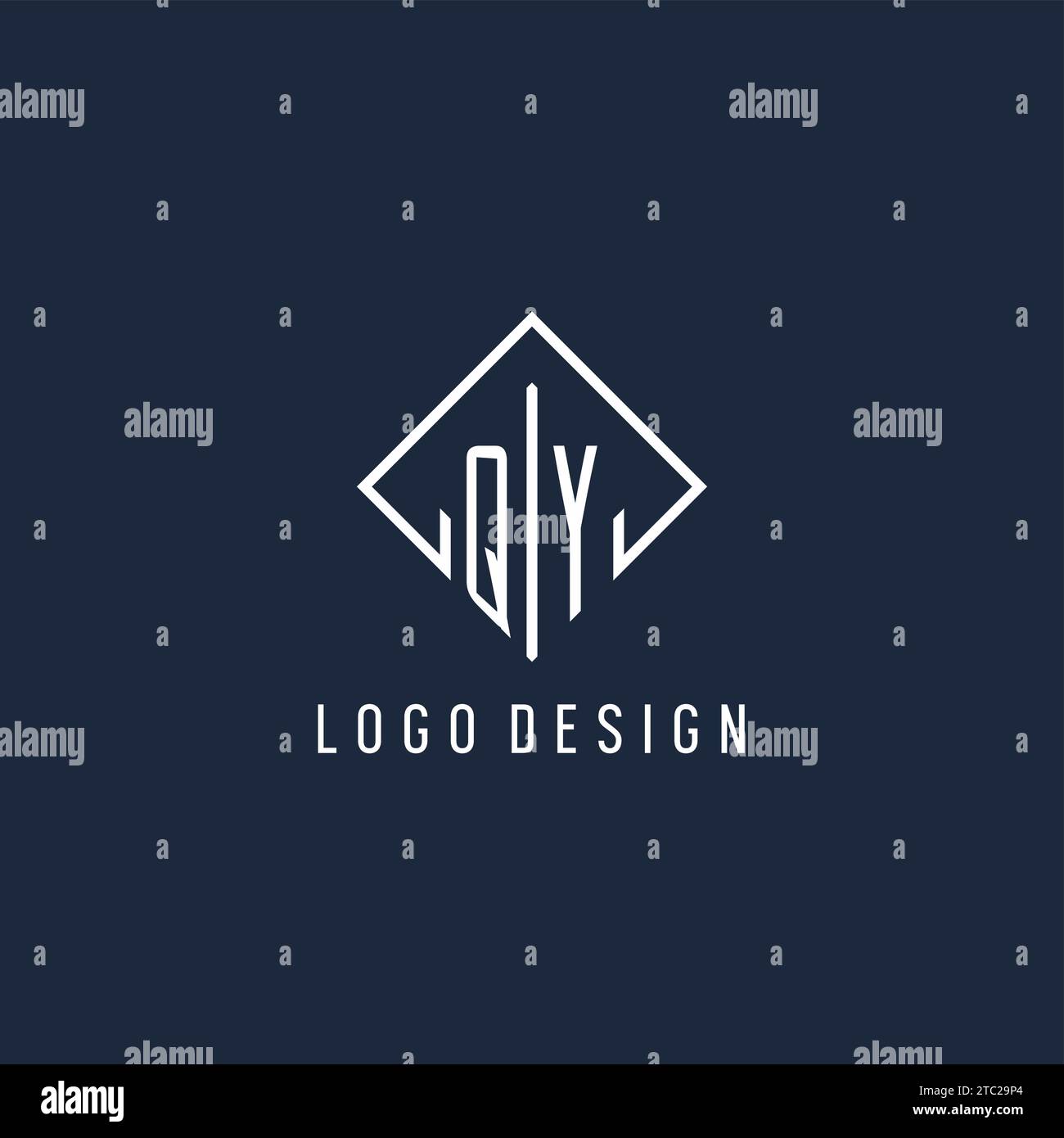 QY initial logo with luxury rectangle style design vector graphic Stock Vector