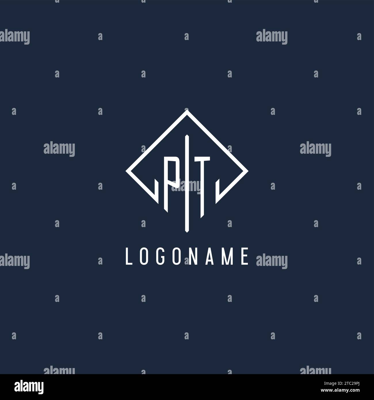 PT initial logo with luxury rectangle style design vector graphic Stock Vector