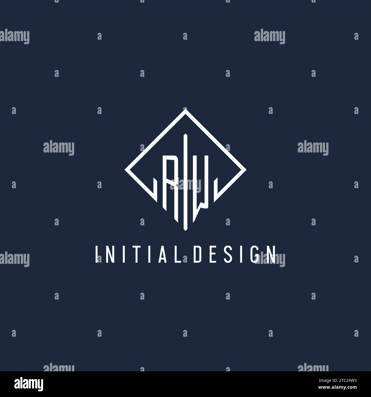 RW initial logo with luxury rectangle style design vector graphic Stock Vector