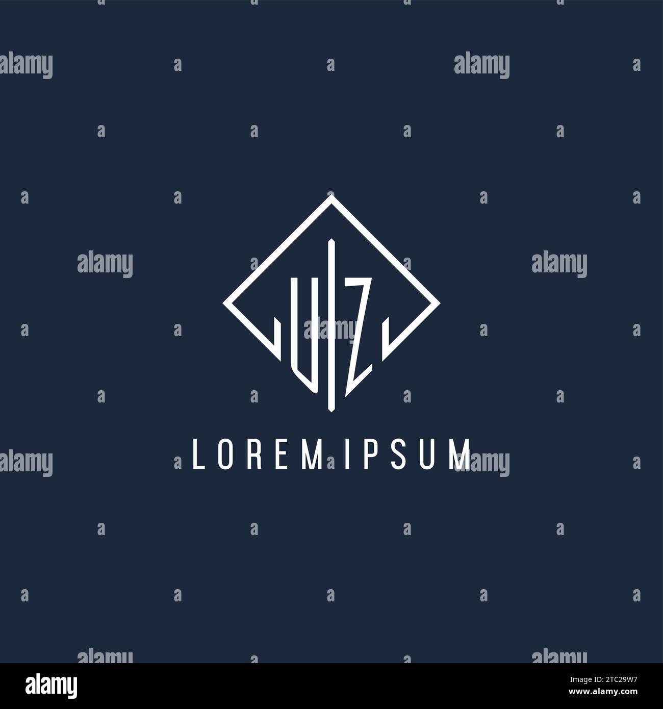 UZ initial logo with luxury rectangle style design vector graphic Stock Vector