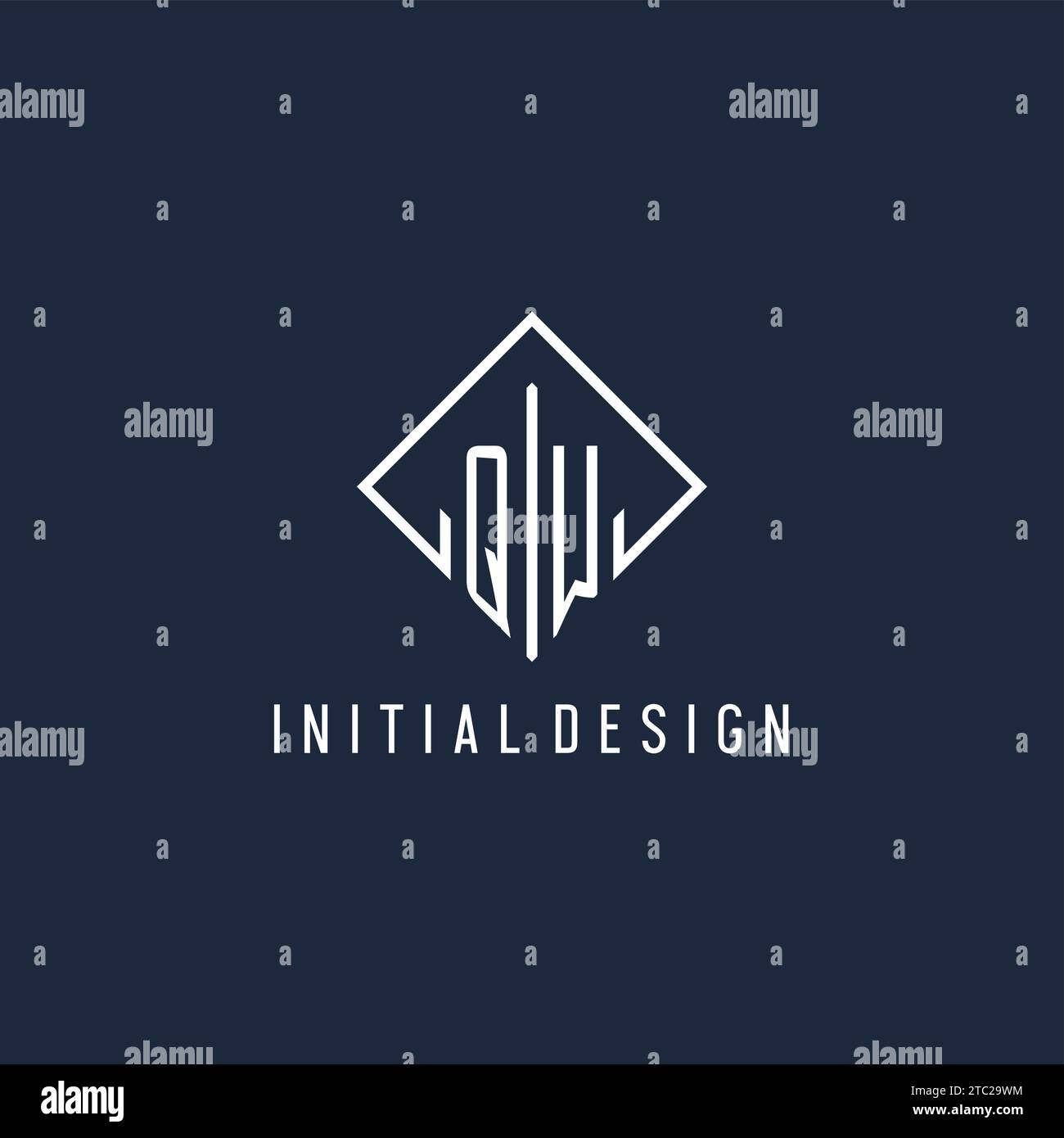 QW initial logo with luxury rectangle style design vector graphic Stock Vector