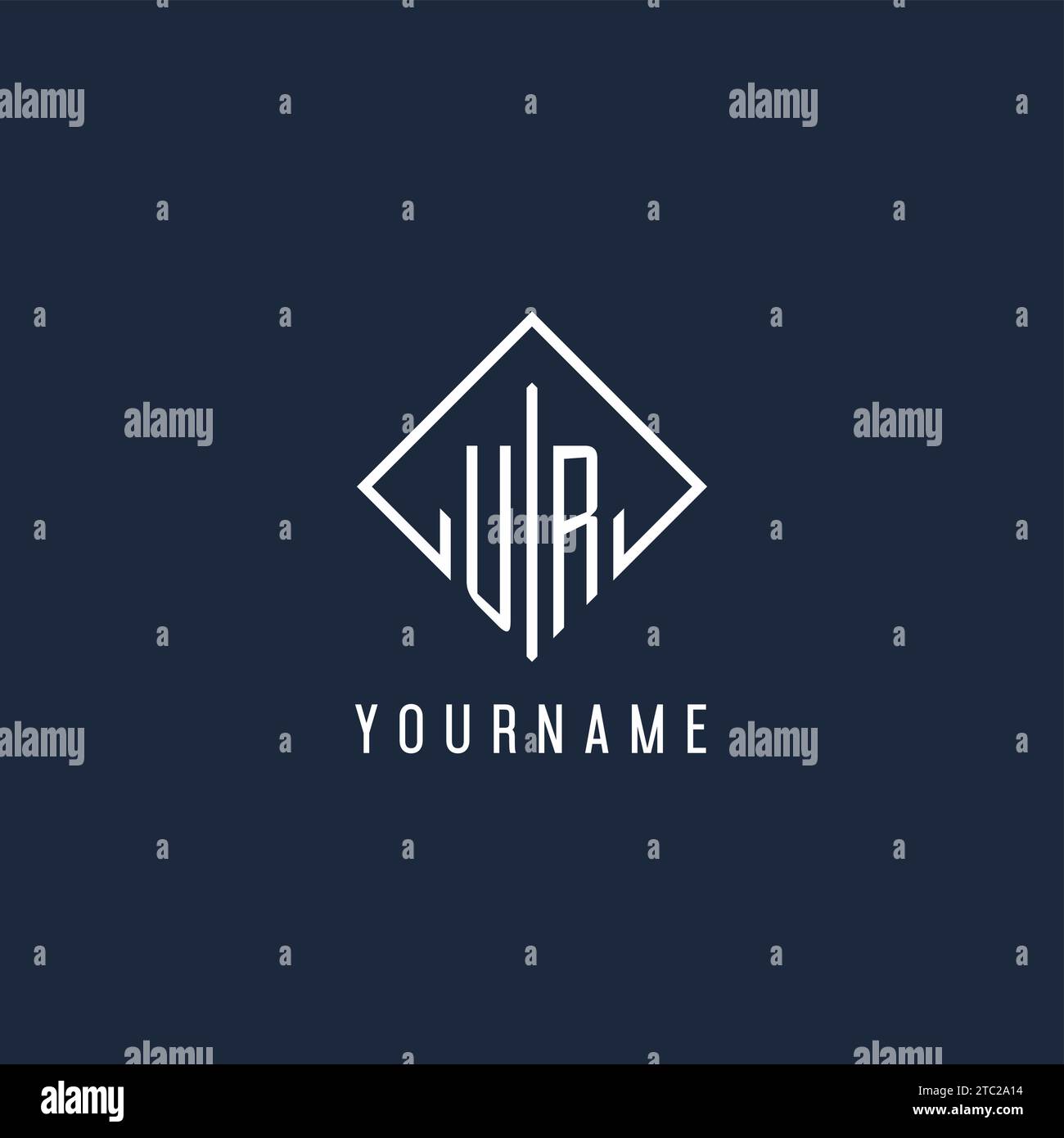 UR initial logo with luxury rectangle style design vector graphic Stock Vector