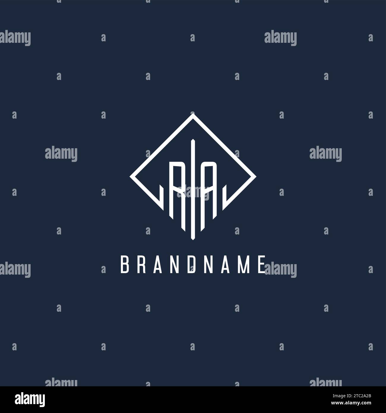 RA initial logo with luxury rectangle style design vector graphic Stock Vector