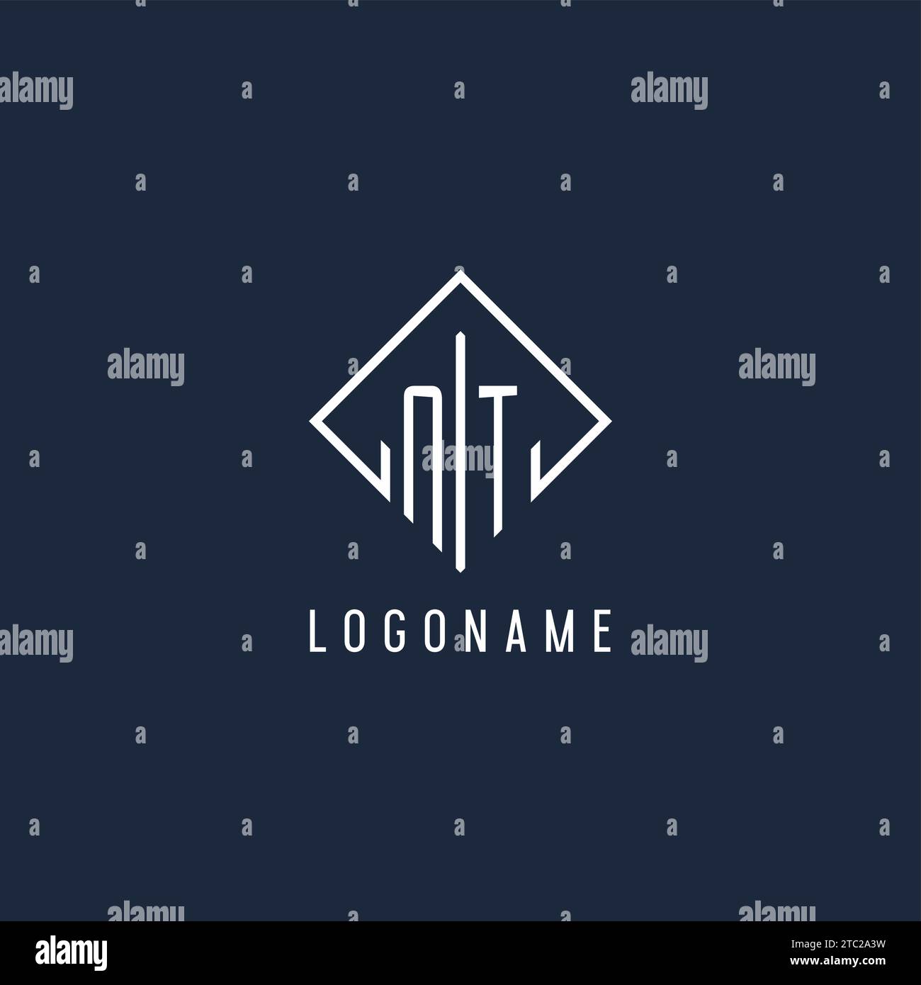 NT initial logo with luxury rectangle style design vector graphic Stock Vector
