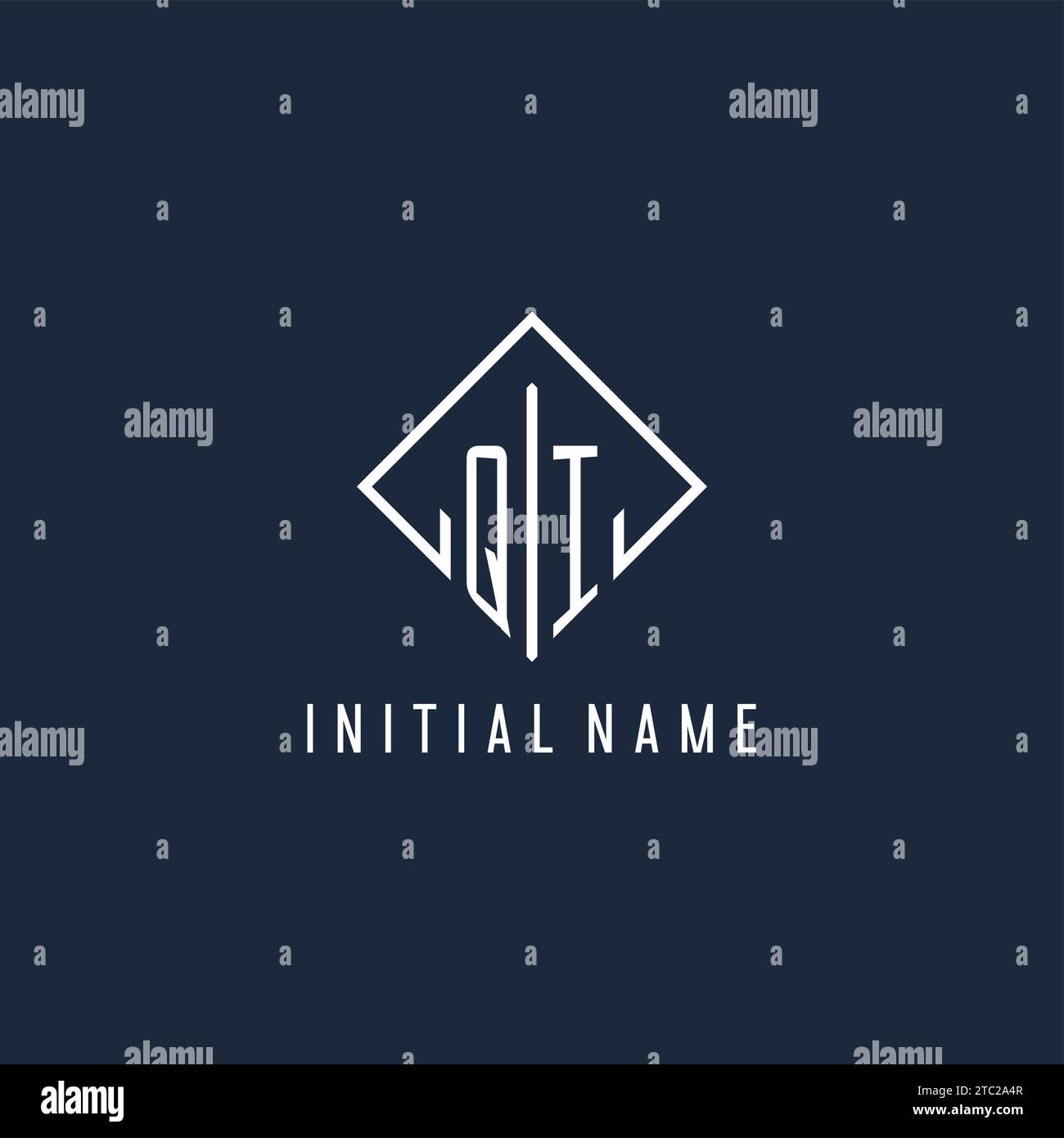 QI initial logo with luxury rectangle style design vector graphic Stock Vector