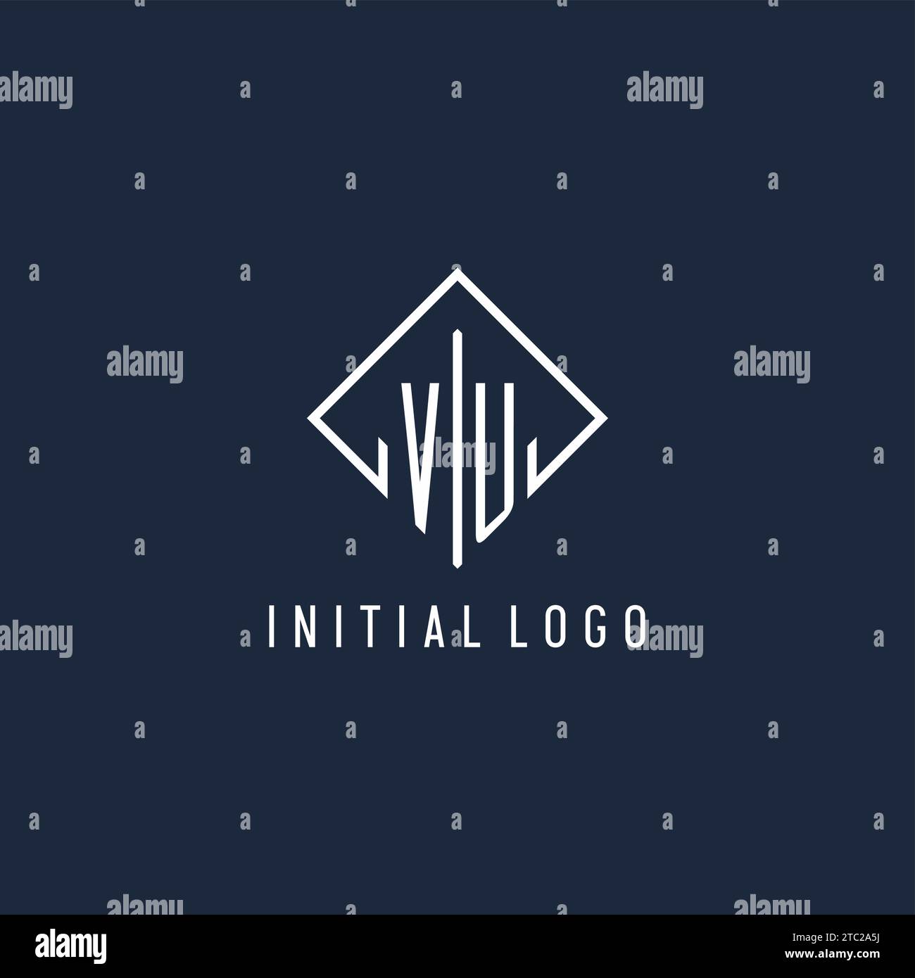 VU initial logo with luxury rectangle style design vector graphic Stock ...