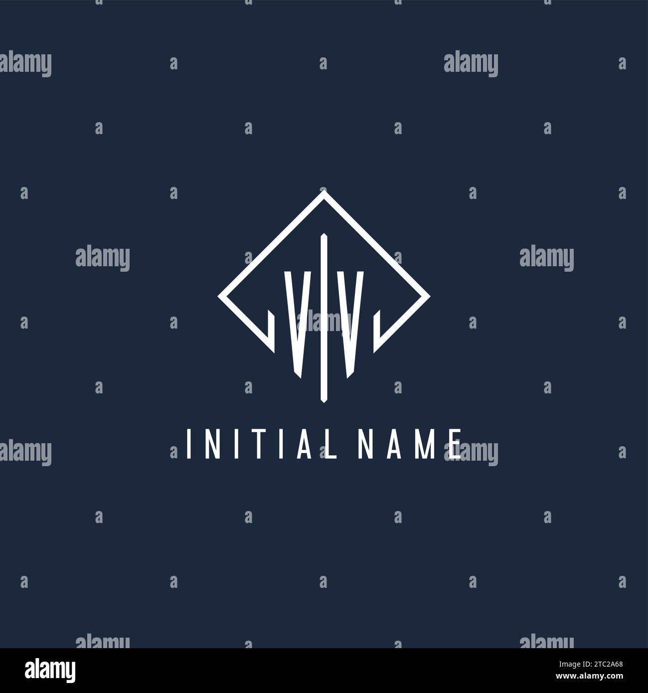 VV initial logo with luxury rectangle style design vector graphic Stock Vector