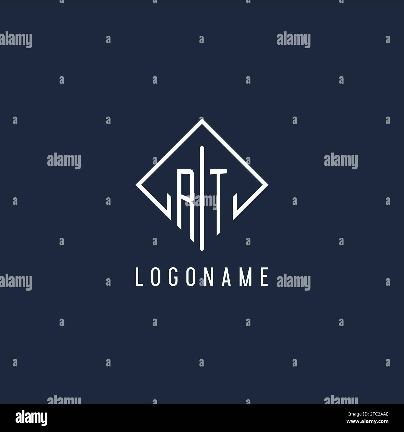 RT initial logo with luxury rectangle style design vector graphic Stock Vector