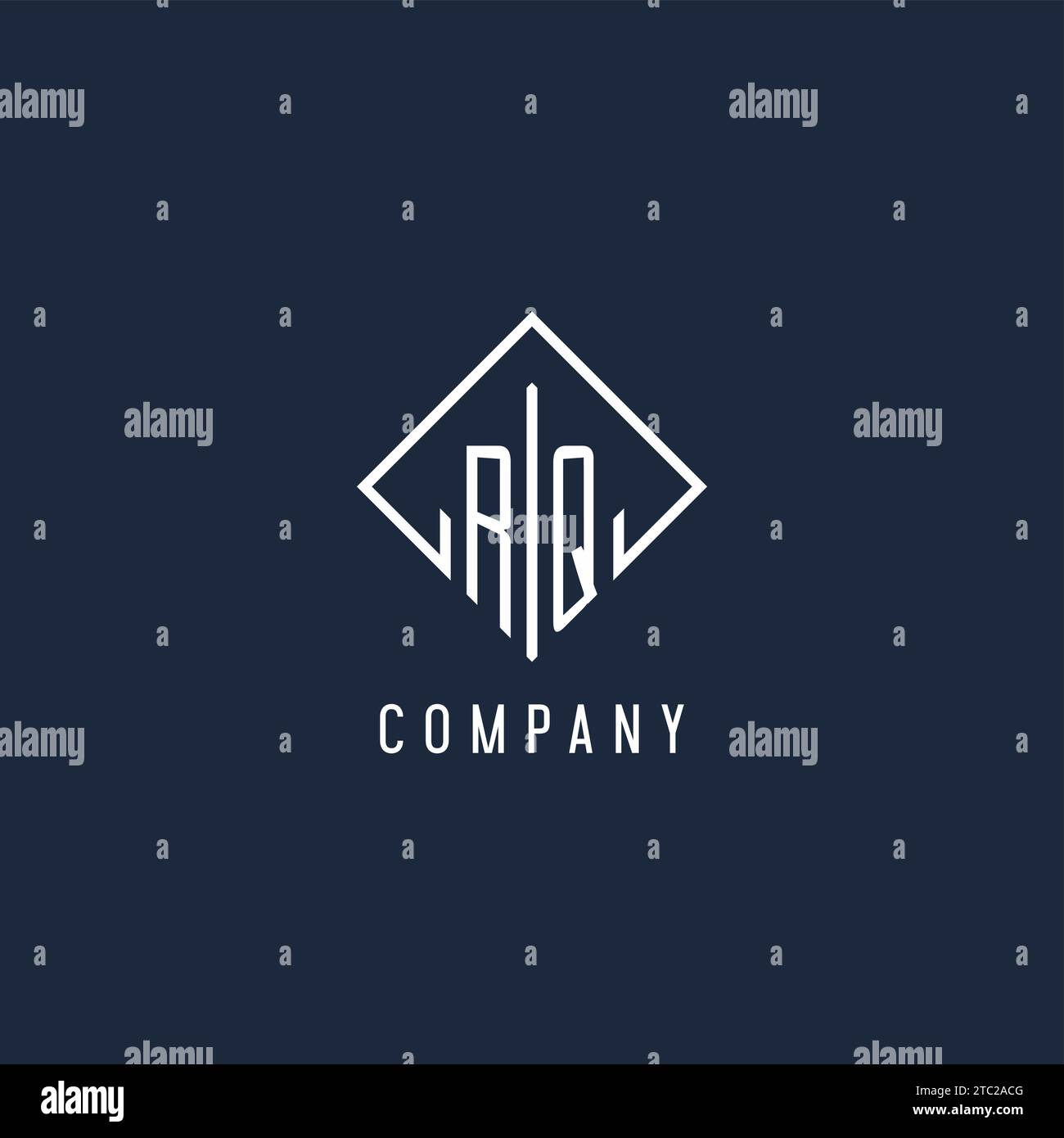 RQ initial logo with luxury rectangle style design vector graphic Stock Vector