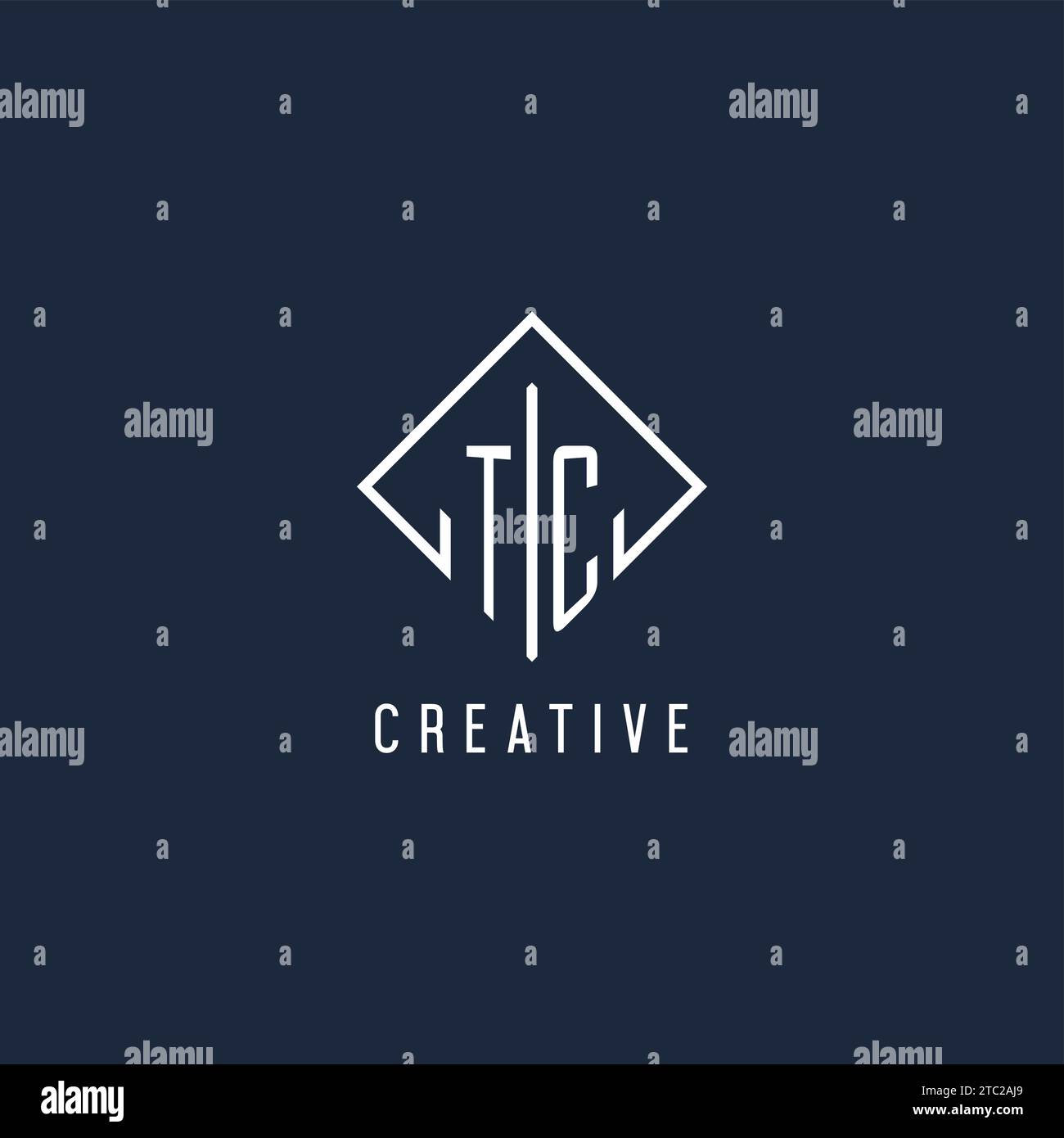 TC initial logo with luxury rectangle style design vector graphic Stock Vector