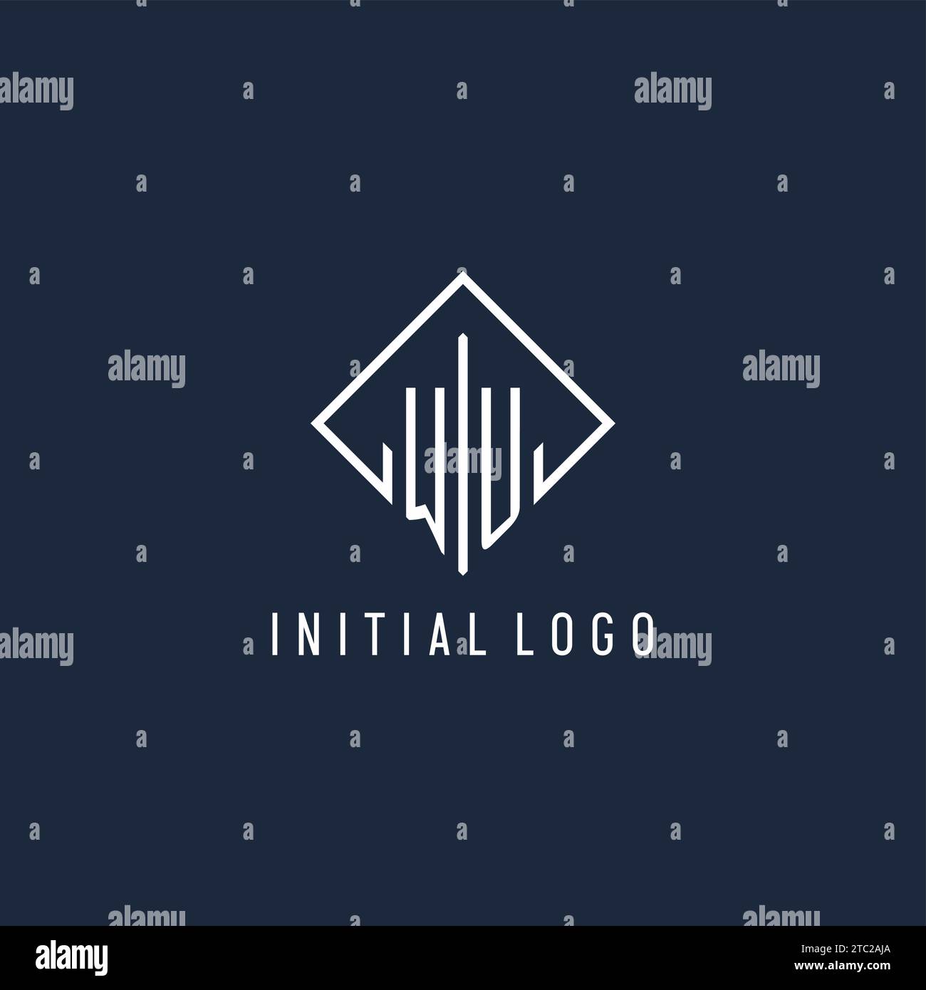 WU initial logo with luxury rectangle style design vector graphic Stock Vector