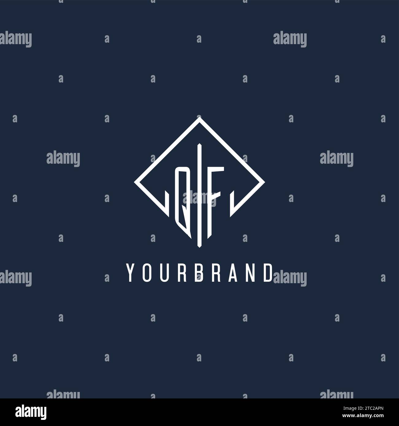 QF initial logo with luxury rectangle style design vector graphic Stock Vector