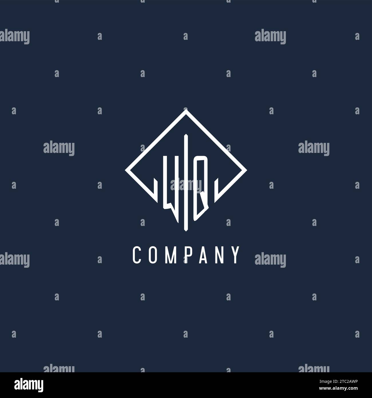 WQ initial logo with luxury rectangle style design vector graphic Stock Vector