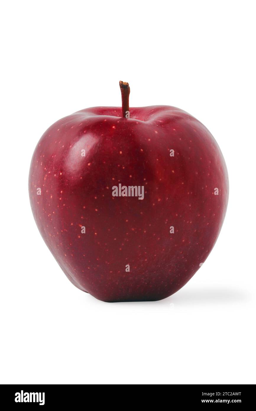Ripe red apple closeup isolated on white background Stock Photo