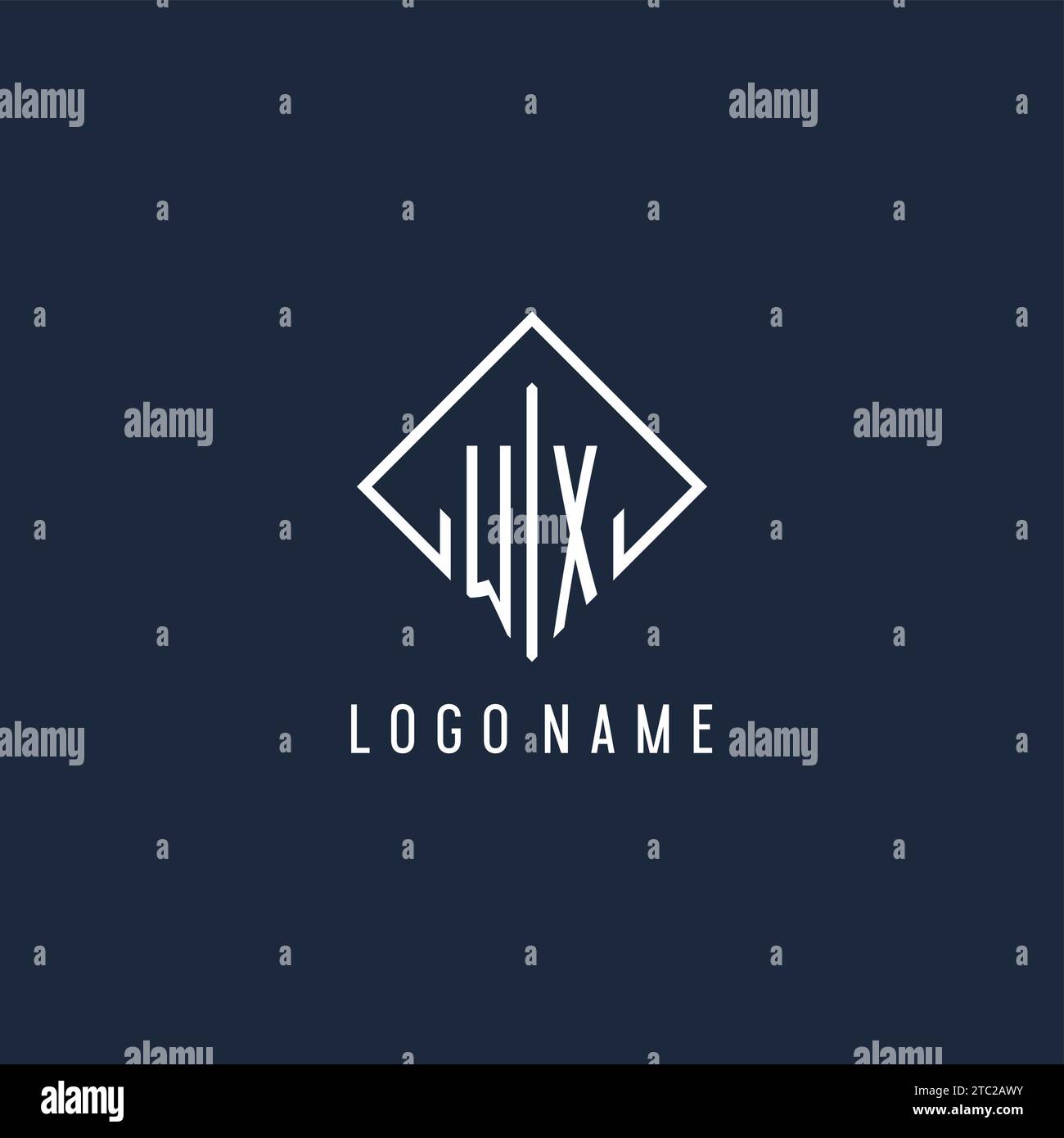 WX initial logo with luxury rectangle style design vector graphic Stock Vector