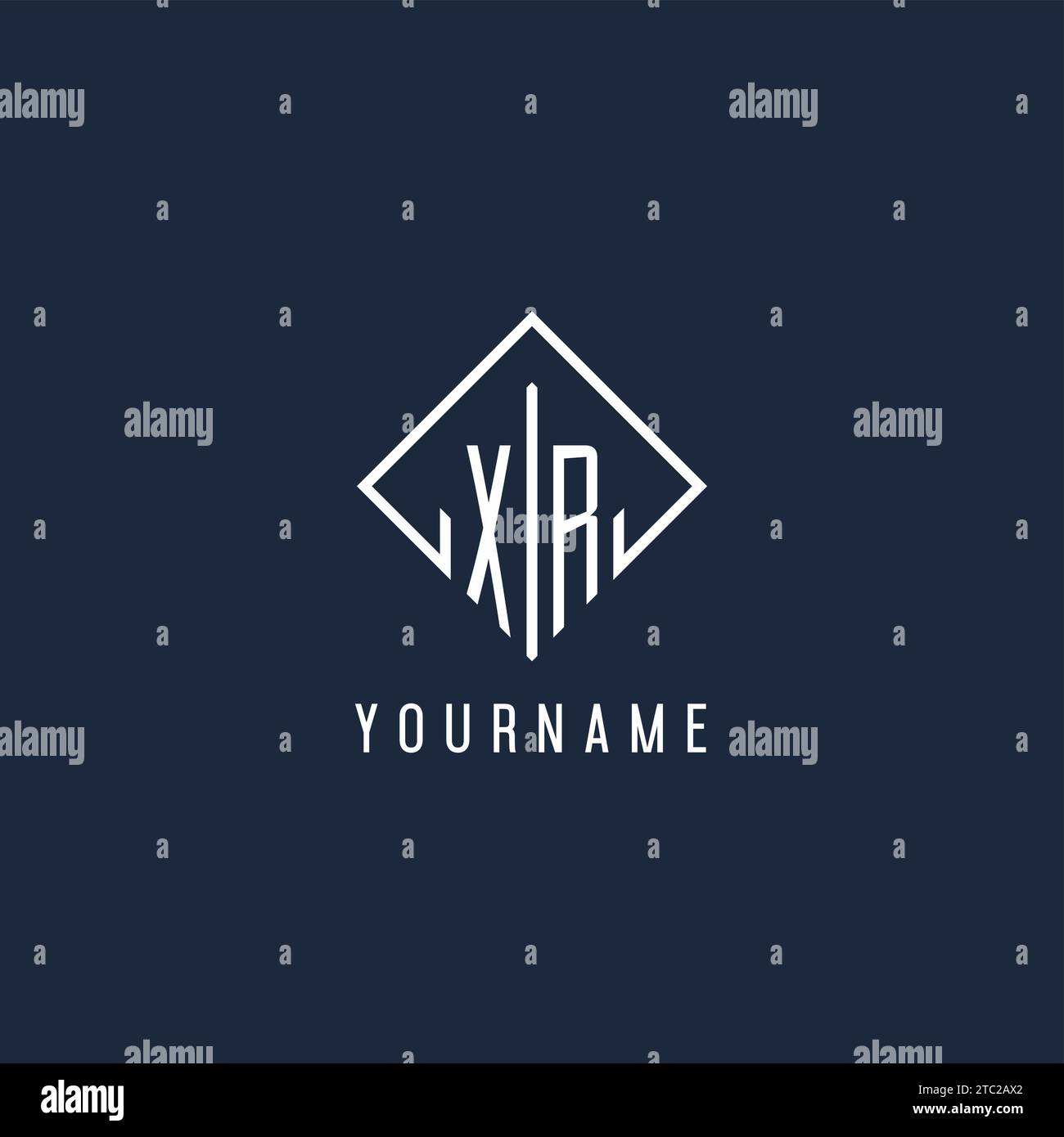 XR initial logo with luxury rectangle style design vector graphic Stock Vector