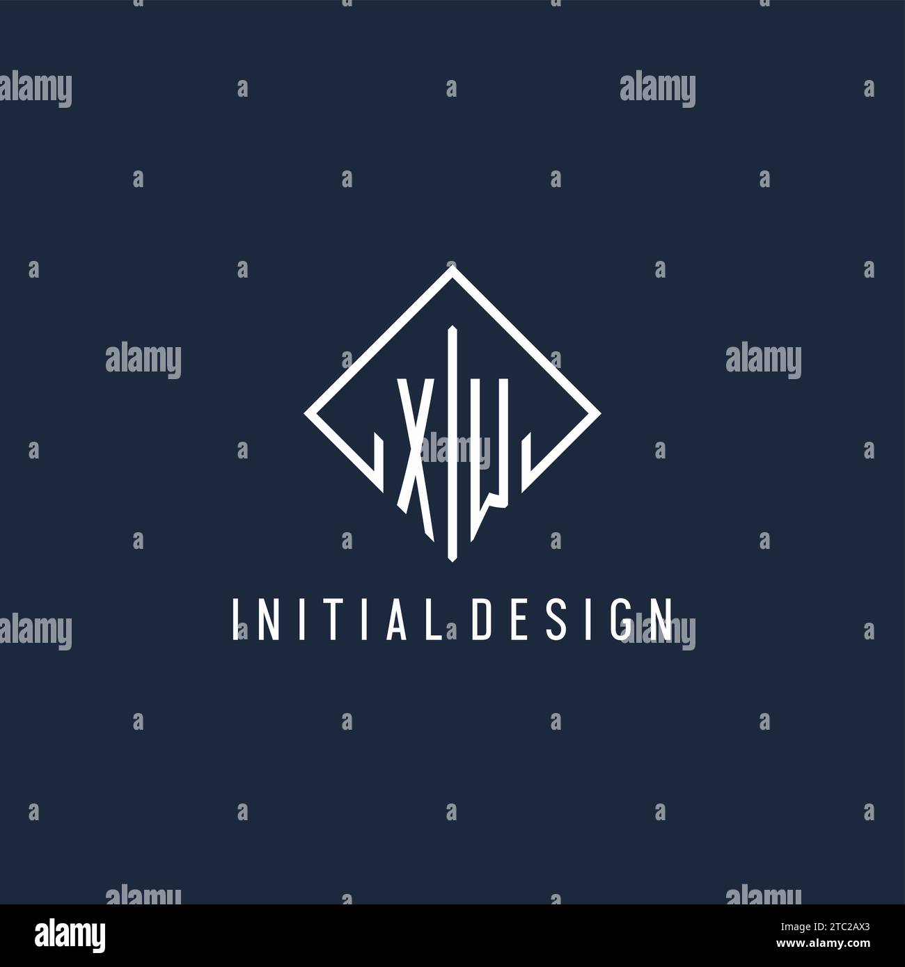 XW initial logo with luxury rectangle style design vector graphic Stock Vector