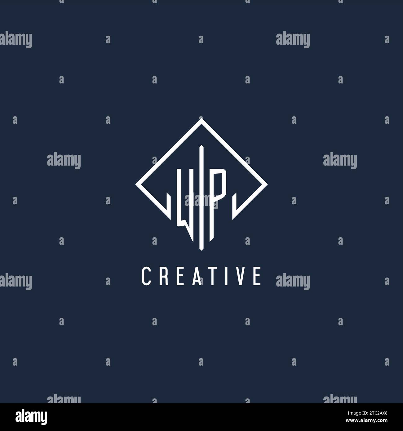 WP initial logo with luxury rectangle style design vector graphic Stock Vector