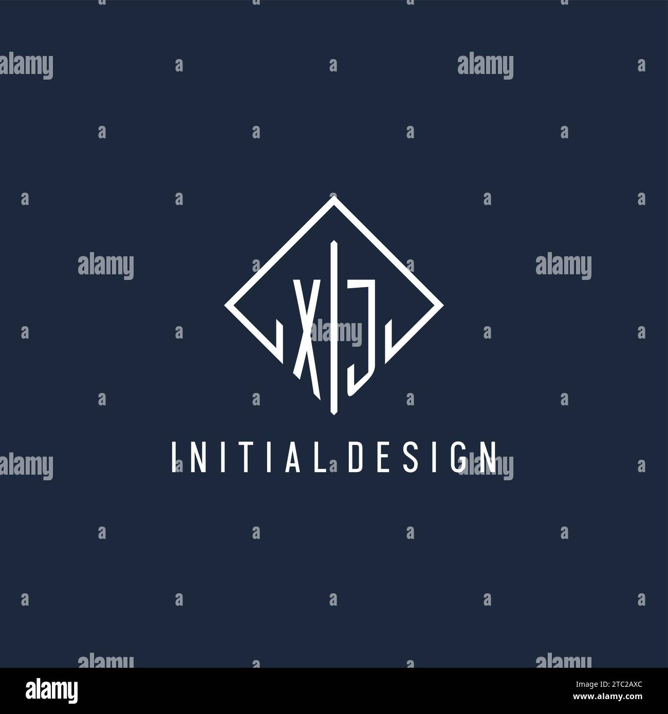 XJ initial logo with luxury rectangle style design vector graphic Stock Vector